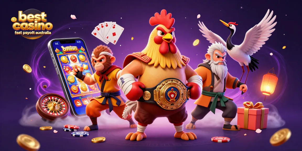 Experience the excitement of the best online casino fast payout Australia with vibrant characters and spinning games!