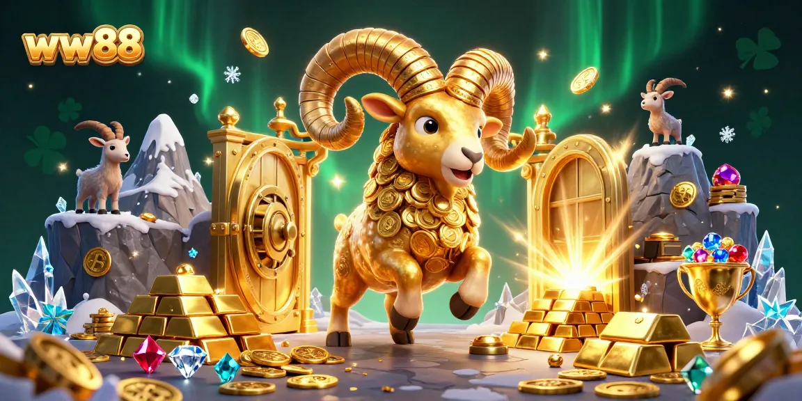Experience thrilling gameplay at ww88 with a massive golden ram charging through a treasure vault.