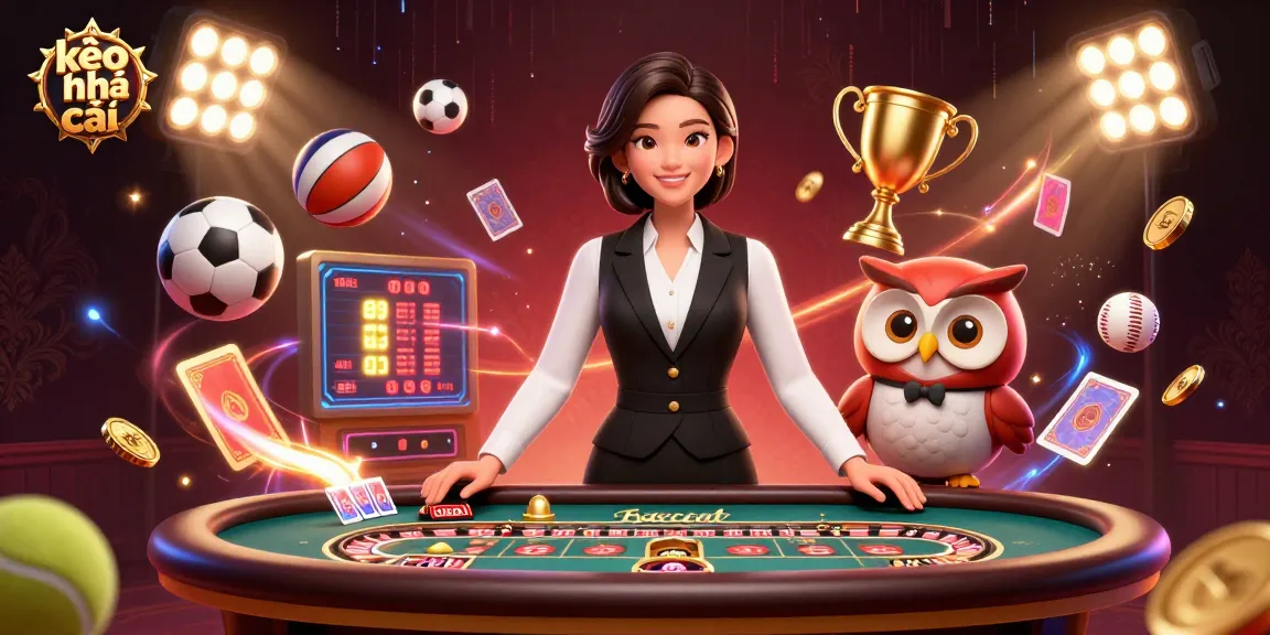 Engage with kèo nhà cái by observing vibrant dealers and dynamic sports elements in this immersive 3D gaming scene.