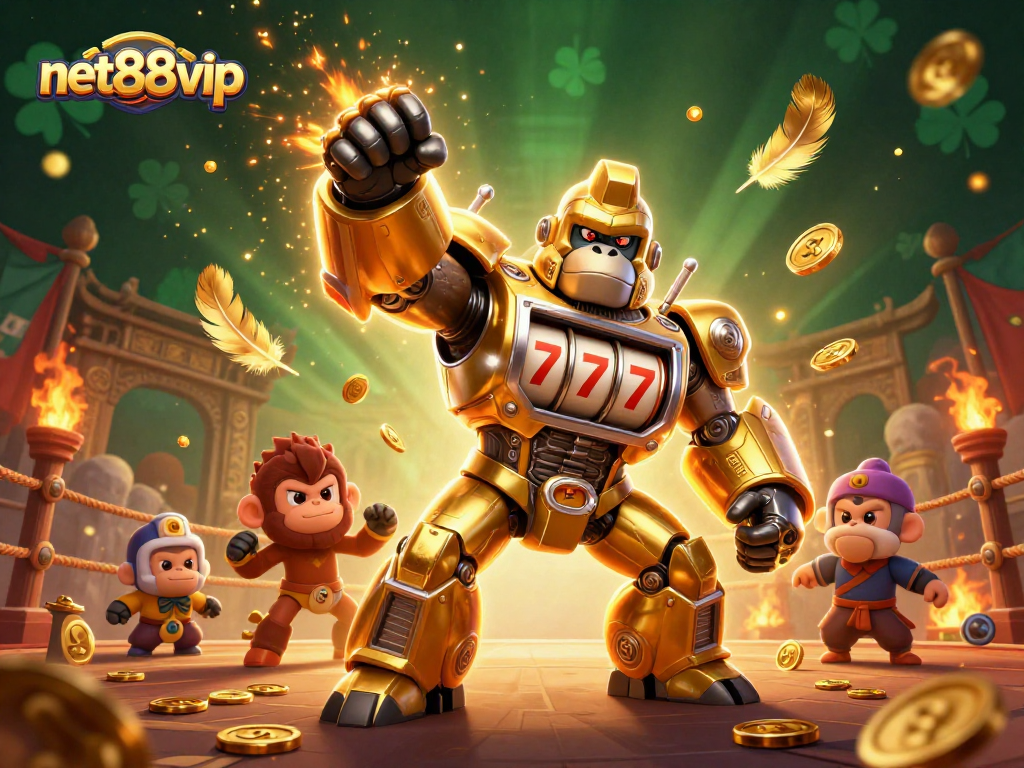 Experience thrilling gameplay with net88vip's dynamic casino mech illustration showcasing action-packed elements.