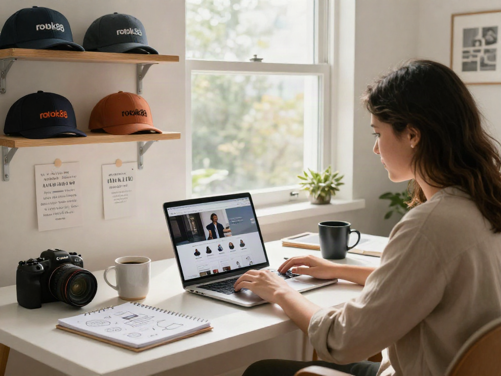 Explore rokok88 merchandise in a vibrant home office filled with stylish accessories.
