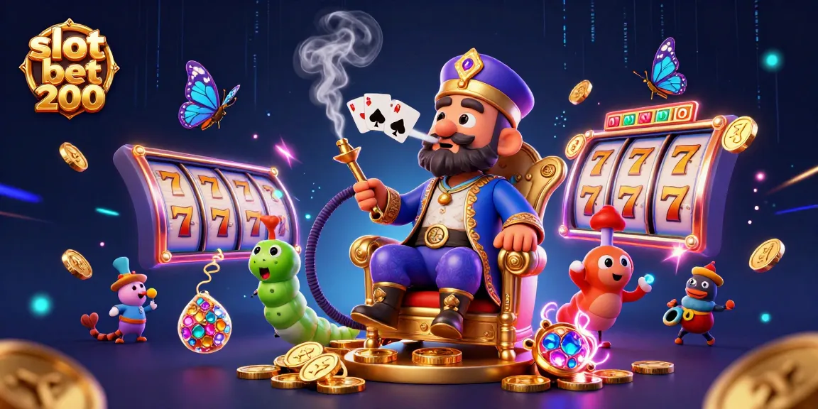 Memenangkan slot bet 200 dengan simbol keberuntungan dan suasana kasino yang megah.
