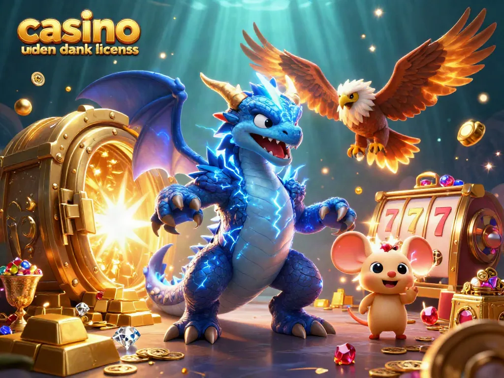 Engage with casino uden dansk licens through thrilling games in this vibrant 3D illustration.
