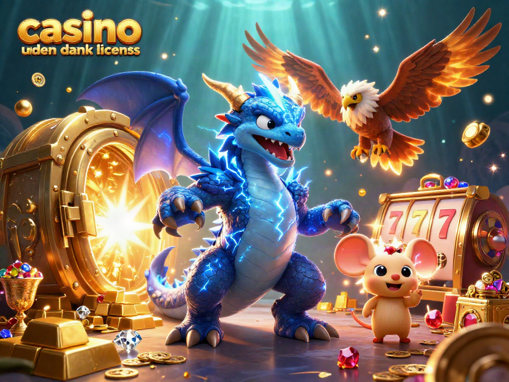 Engage with casino uden dansk licens through thrilling games in this vibrant 3D illustration.
