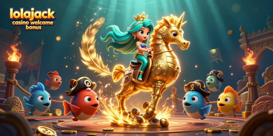 Experience the thrill with the Lolajack Casino welcome bonus, featuring 3D characters in a vibrant gaming scene