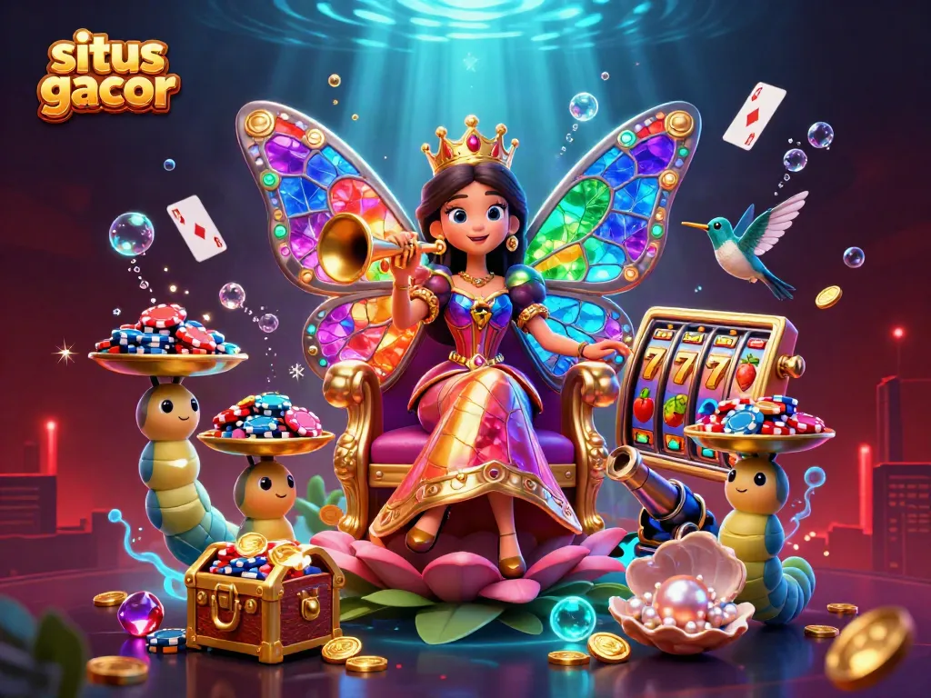 Experience the excitement at situs gacor, where a vibrant cartoon scene captures the thrill of winning in slot games.