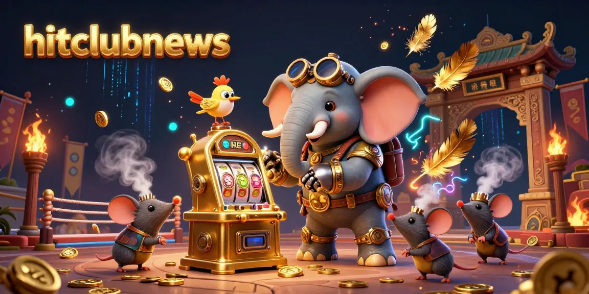 Engage with the exciting world of hitclubnews as the steampunk elephant spins the golden slot machine in this dynamic casino scene.