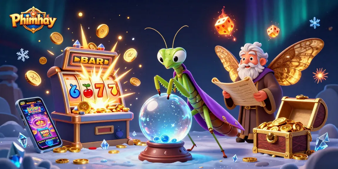 Experience excitement with Phimhay's vibrant, dynamic casino scene featuring a fortune teller and thrilling game elements.