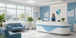 "BL555 healthcare provider in a modern clinic offering patient care and medical services."